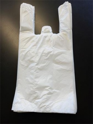 Igelitová taška, biela, 19x8x39 cm