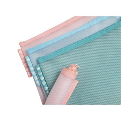 Organizačné vrecko so zipsom, sieťované, A5, EXACOMPTA "Chromaline Pastel", rôzne farby
