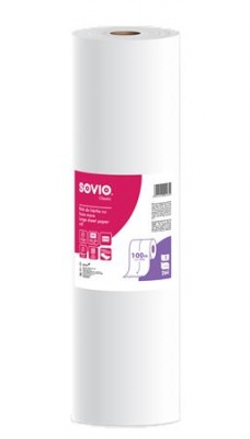 Papier na vyšetrovací stôl, 2-vrstvová, 59 cm × 100 m, 264 hárkov, SOVIO