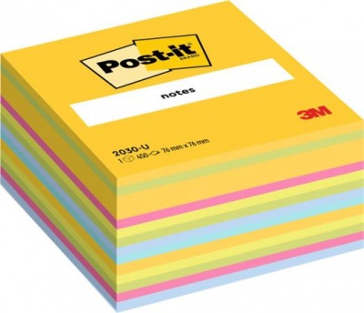 Samolepiaci bloček, 76x76 mm, 450 listov, 3M POSTIT, mix farieb