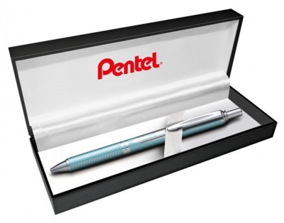 Gélové pero, 0,35 mm, stláčací mechanizmus, telo pera: aquamarin, PENTEL "EnerGel BL-407" modrá